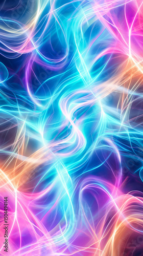 Colorful abstract plasma lights flowing and glowing