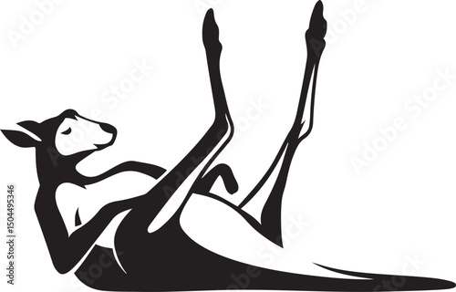 Stylized kangaroo black and white art, Modern kangaroo silhouette graphic