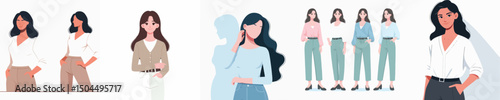 vector of a woman posing standing