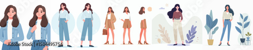 vector of a woman posing standing