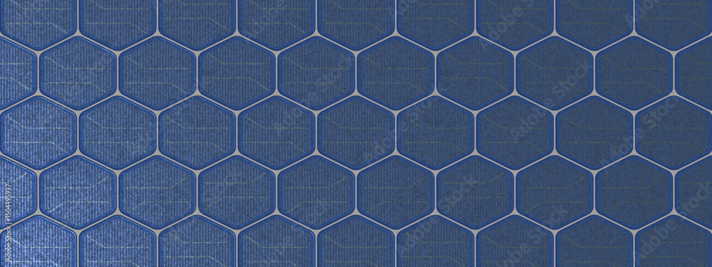 Fototapeta premium macro shot of light blue hexagonal solar panel grid texture