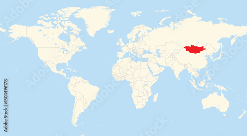 Location map of Mongolia in Asia