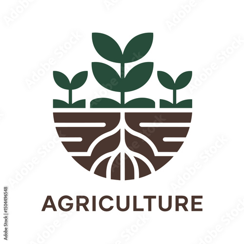 Simple logo of agricultural plants growing from soil.