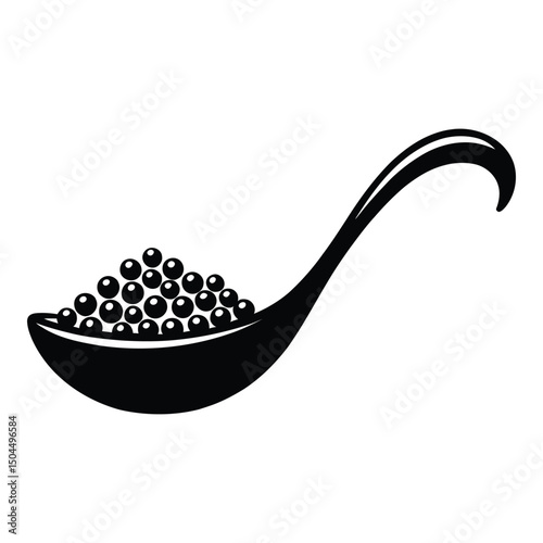 New Years Caviar Spoon Silhouette, Vector, Illustration, Icon, Logo, White Background.