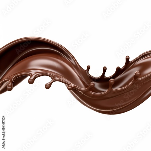 Excellent image of a splash of hot, thick chocolate, high definition, full depth of field, studio lighting, clean white background, room for text.
