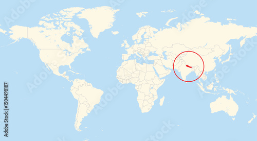 Location map of Nepal in Asia