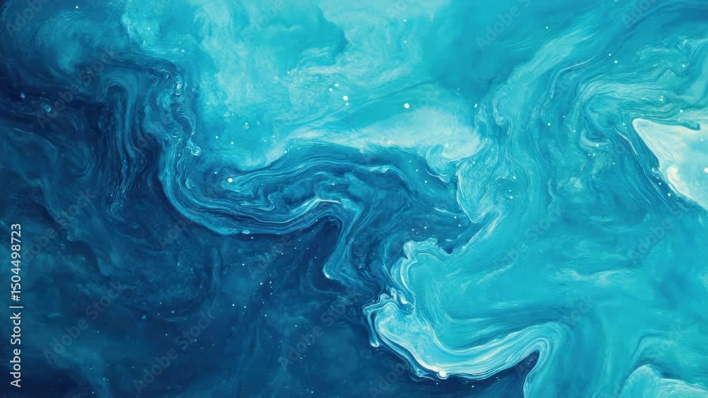A close-up of a painting depicting a serene body of water, ideal for use in editorial or commercial contexts
