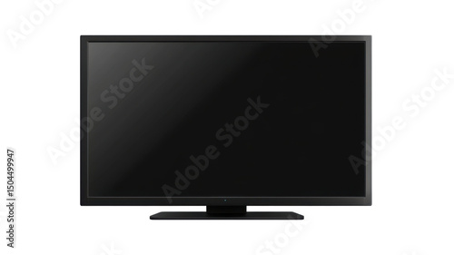Sleek Modern Black Flat Screen TV Isolated on White Background