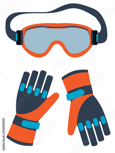 Ice skating goggles and gloves