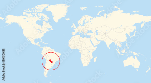 Location map of Paraguay in South America