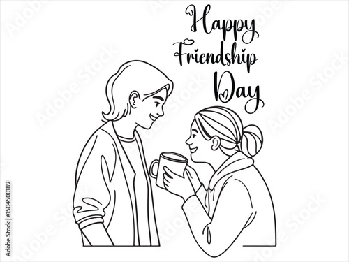 Happy friendship day line art design