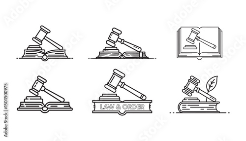 Simple black and white law and order icons