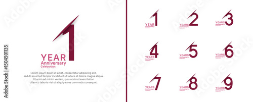 set of anniversary logo style with slash. vector design purple color for celebration