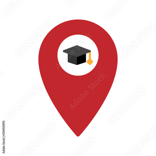 School location pin icon. Perfect for education or map designs.