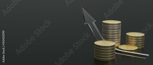 3D Transparent finance system supports business growth, isolated wealth management, stock investment, profit analysis, and success visualization through financial graph data