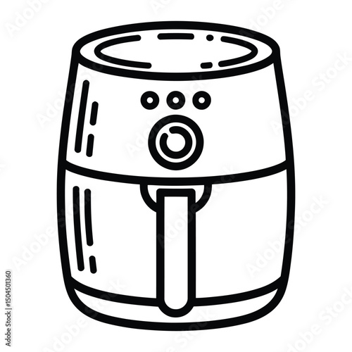 Air Fryer Icon, Silhouette, Vector, Illustration, Outline, Logo, White Background.