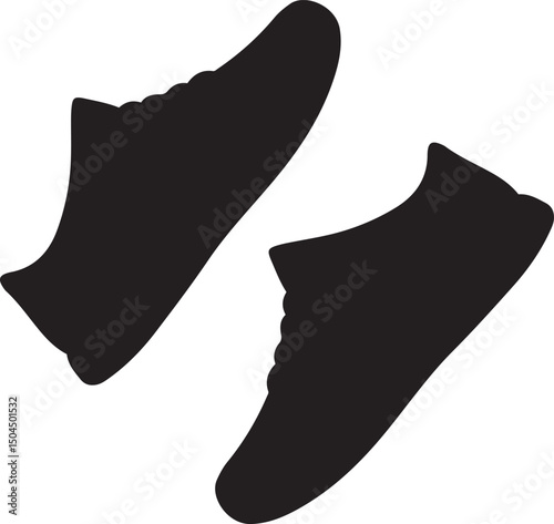 Casual sneakers silhouette stylish art, Pair of shoes black white outline