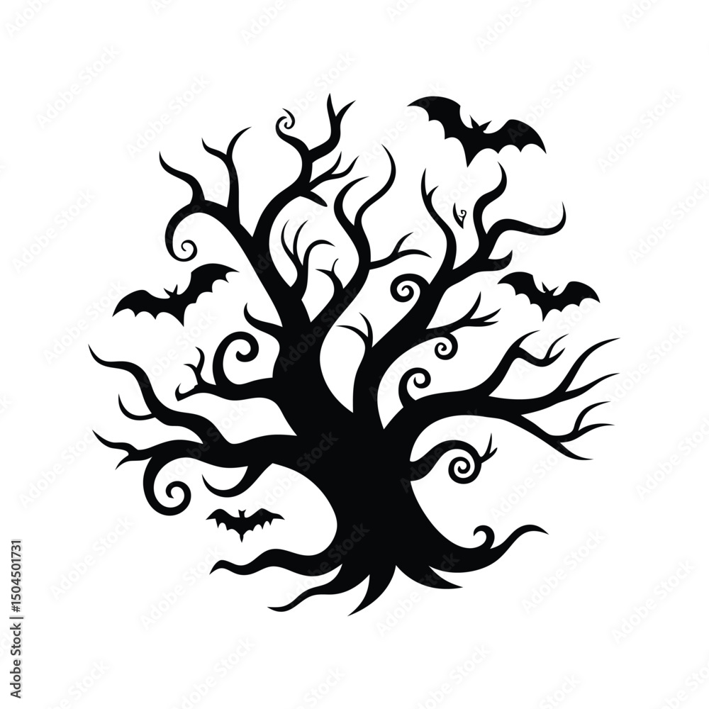 Obraz premium silhouette of a tree halloween, Halloween tree