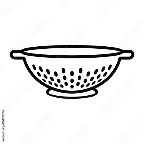 Colander Icon, Silhouette, Vector, Illustration, Outline, Logo, White Background.