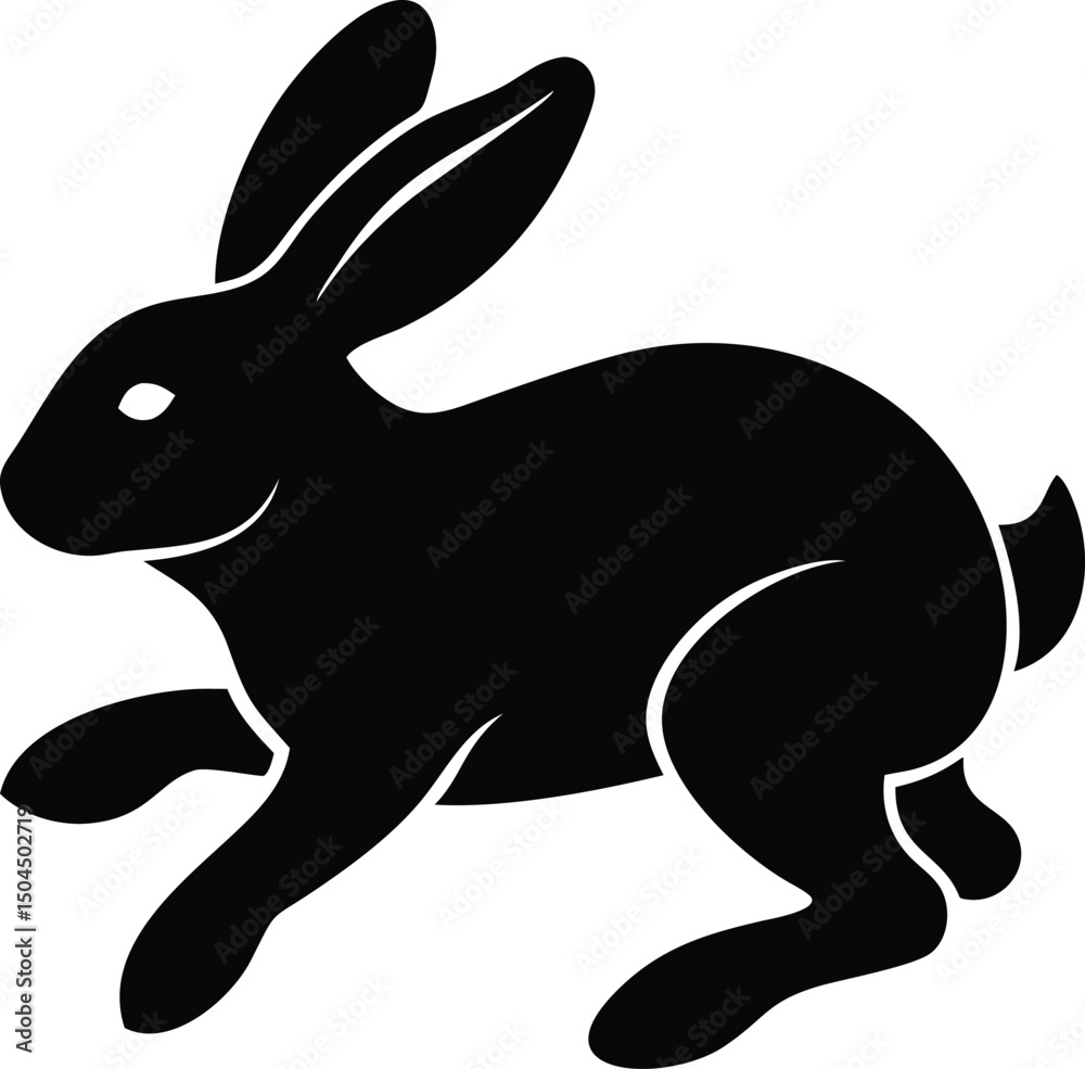 Obraz premium Stylish animal vector illustration of rabbit and wild pets in silhouette style. Perfect cartoon icon for design, nature, and domestic art projects.
