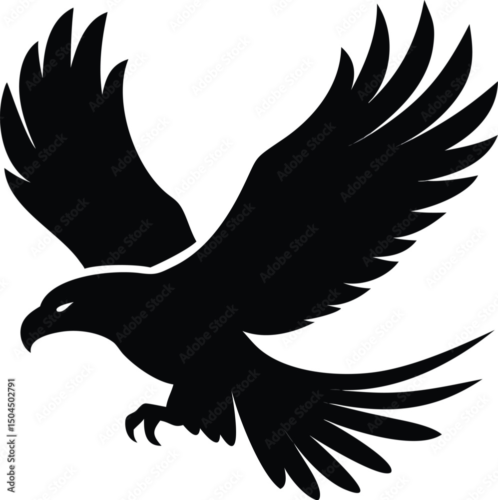 Obraz premium Stylish animal vector illustration of eagle and wild pets in silhouette style. Perfect cartoon icon for design, nature, and domestic art projects.