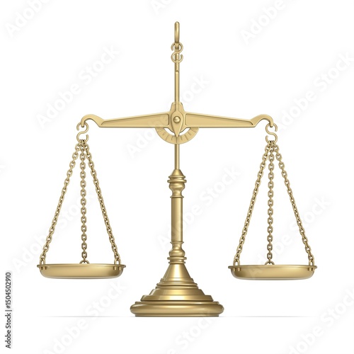 Vintage golden scale in balance 3D