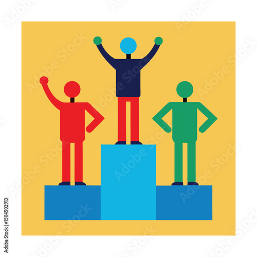 Celebration Icon with Three People and Podium