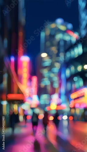 Wallpaper Mural Blurred Neon Cityscape at Night Torontodigital.ca