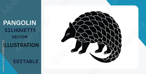 Pangolin Silhouette Vector Illustration Editable Scaly Mammal Design