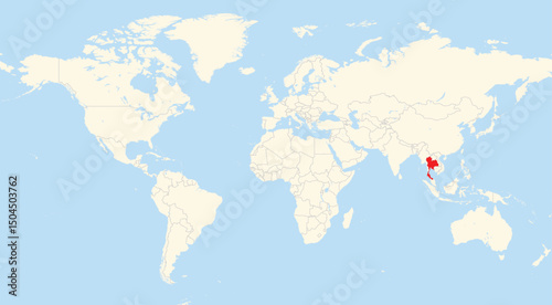 Location map of Thailand in Asia