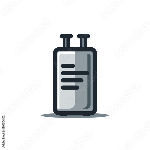 Simple Vector Illustration of a Gray Canister with Two Nozzles and Horizontal Lines, Isolated on White Background