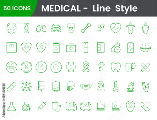 Medical icon-  Line  Style, Medicine & Health thin line icons. Medical, Medicine, Health, Doctor editable stroke icon set. Vector illustration