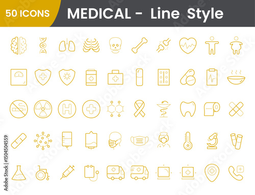 Medical icon-  Line  Style, Medicine & Health thin line icons. Medical, Medicine, Health, Doctor editable stroke icon set. Vector illustration