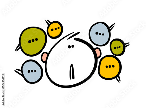 Head and the text bubble. The stickman vector illustration gets a lot of unsolicited advice, discussion, cues, and conversations.