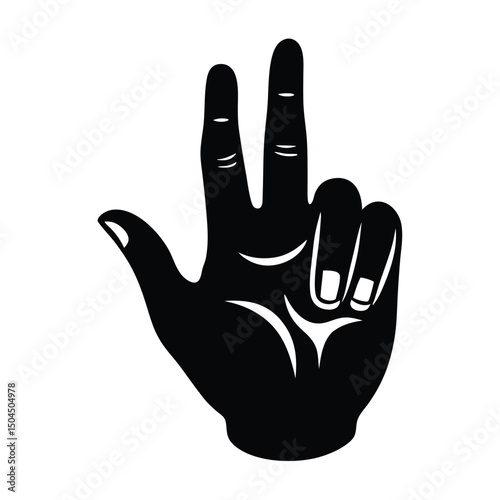 Hand silhouette representing gestures and communication in various contexts of daily life