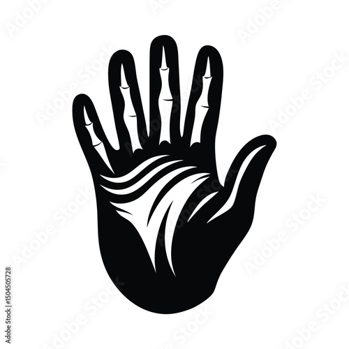 Hand silhouette representing gestures and communication in various contexts of daily life
