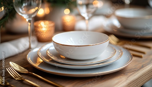 Elegant Holiday Table Setting with Gold Accents for Festive Celebrations