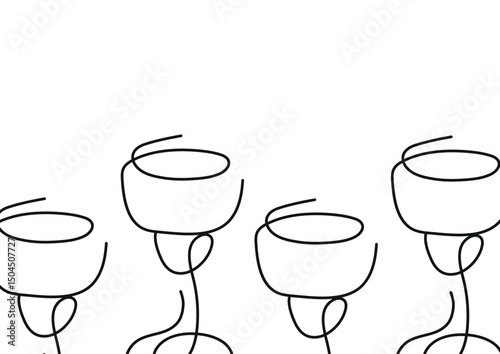 poster with drinking glasses in the shape of a tulip glass for various drinks drawn with several lines in line art style