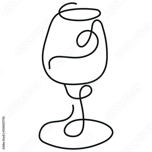round glass logo for any wine drawn with several lines in line art style