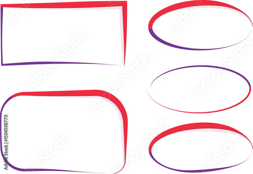 bright purple red colored abstract geometric frames set