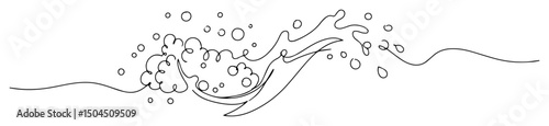 hand with soap and bubbles in minimal contour-based artwork