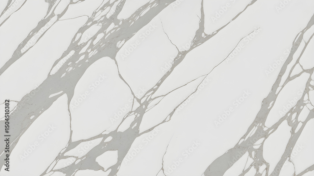 Fototapeta premium Full-frame 2D ice grey statuario slab with superlight background and scattered frosty veining.