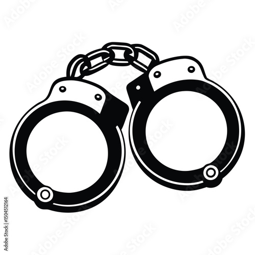 Silhouette of handcuffs illustration, Handcuffed icon silhouette