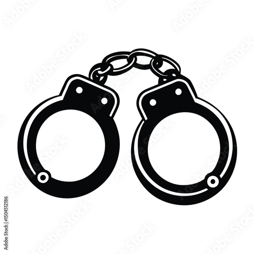 Silhouette of handcuffs illustration, Handcuffed icon silhouette