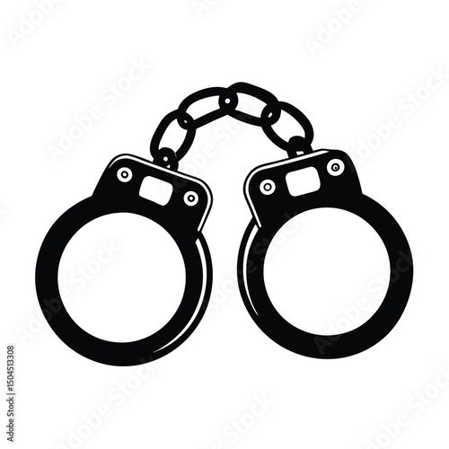Silhouette of handcuffs illustration, Handcuffed icon silhouette