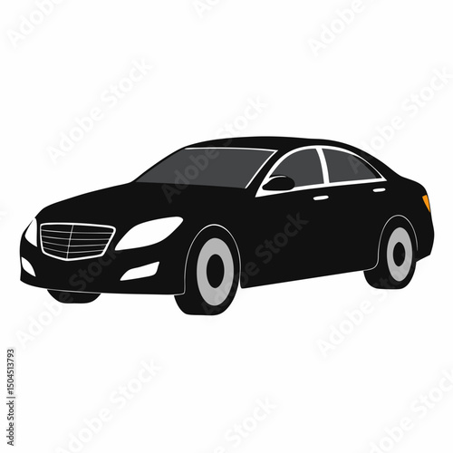 Vector flat illustration of a happy young woman driver sitting rides in his red car. Design concept of buy a new car