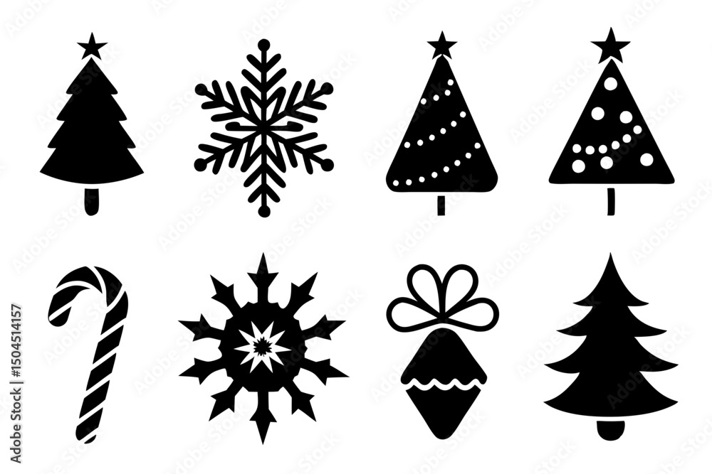Obraz premium Minimalist Holiday Icon Set with Christmas Elements