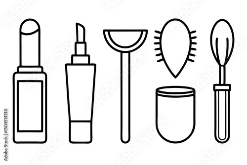 Makeup Vector Icon Set with Various Beauty Products