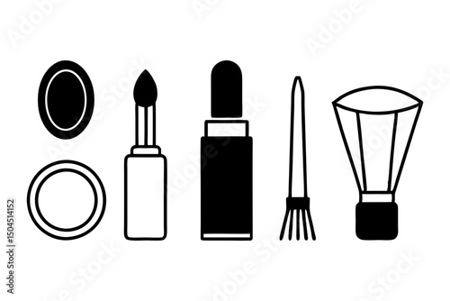 Stylish Makeup Kit Icons in Clean Vector Art