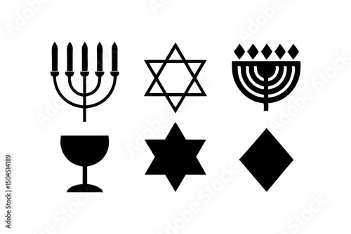 Menorah and Star Vector Icons for Hanukkah Design